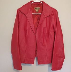Red leather blazer size large